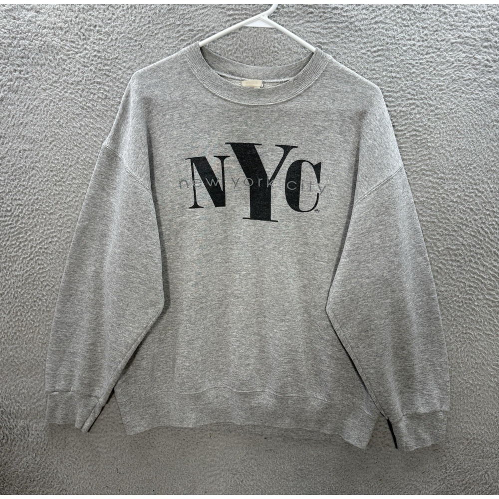 Vintage Fruit Of The loom Sweatshirt Adult XL Gray Crewneck New York City Y2K